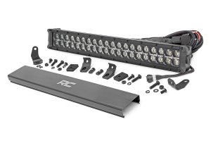LED Light Bar - Rough Country - Dual Row, 20 Inch, Cool White DRL - Black